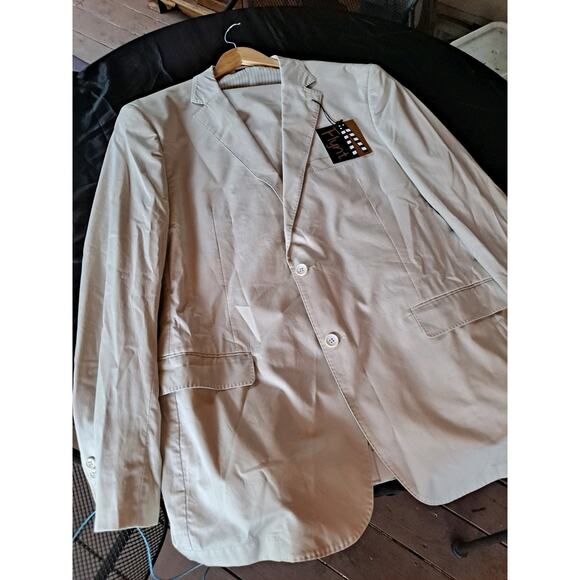 Flynt Bourne Blazer Half Canvas Tan /white Mens Size 48 Long / 42 Wide Cotton - Picture 1 of 7